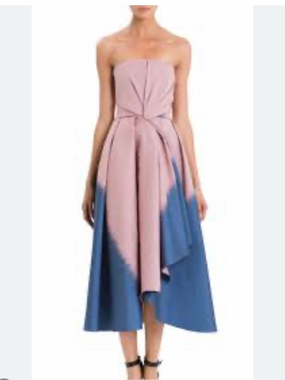 J. Mendel Strapless Two-Tone Pink and Blue Midi Dress